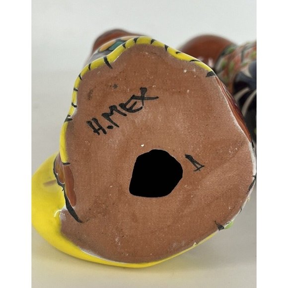 Mexican Red Clay Tabby Cat Figure Hand Painted Pottery Folk Art 7 In Tall - Picture 5 of 7